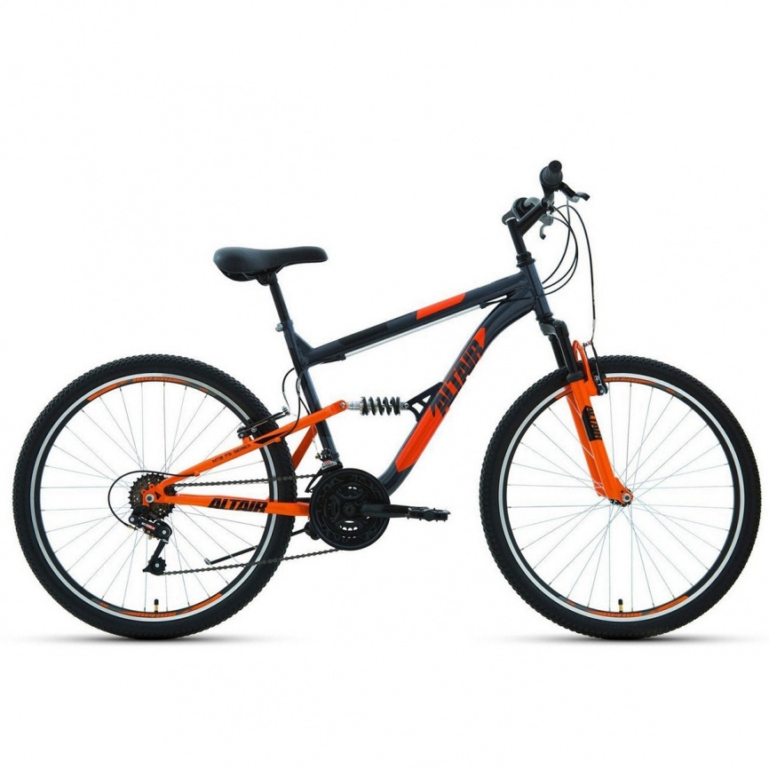 Велосипед 26 FORWARD MTB FS 1.0 2021 серый/оранжевый 16"  фото 1