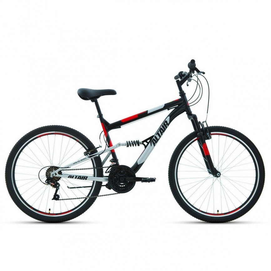 Велосипед 26 FORWARD MTB FS 1.0 2021 черный/красный 16"  фото 1
